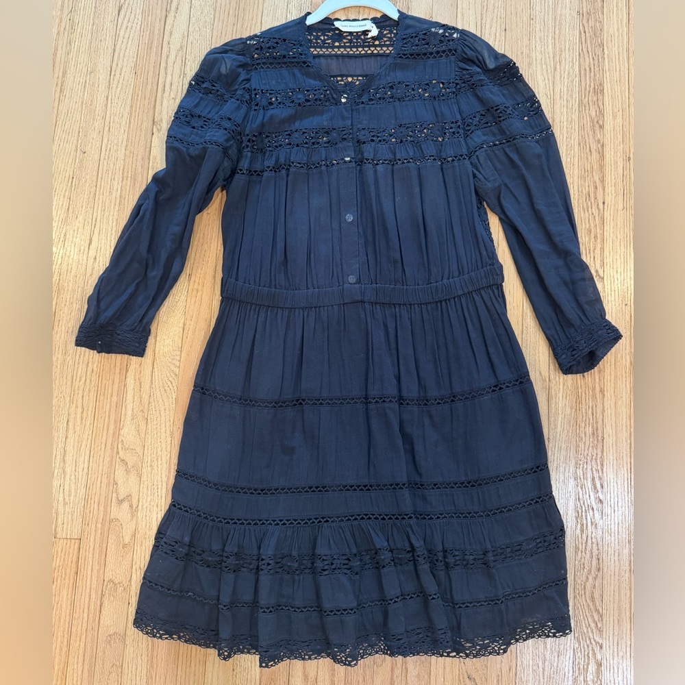 Isabel Marant Etoile Black Lace Trim Cotton Dress - Size FR 40/ US 8